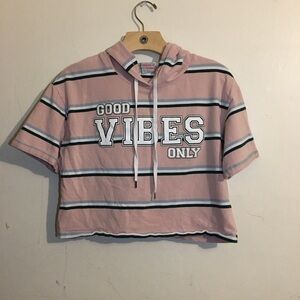 Pink Striped Crop Top